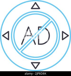 ad blocker line icon, outline symbol, vector illustration, concept sign Stock Vector