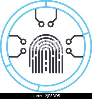 fingerprint security scan line icon, outline symbol, vector illustration, concept sign Stock Vector