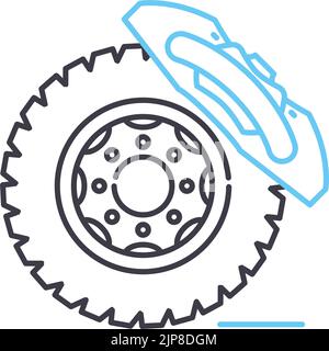 disc brake line icon, outline symbol, vector illustration, concept sign Stock Vector