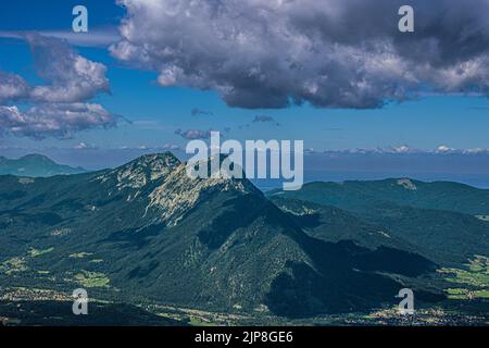 Untersberg is the northernmost massif of the Berchtesgaden Alps, a prominent spur straddling the border between Berchtesgaden, Germany and Salzburg, Stock Photo