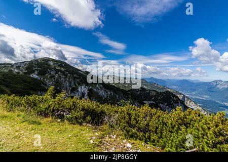 Untersberg is the northernmost massif of the Berchtesgaden Alps, a prominent spur straddling the border between Berchtesgaden, Germany and Salzburg, Stock Photo