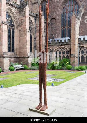 Beyond Limitations statue by John OConner in the cloisters at Hereford Cathedral Hereford Herefordshire England Stock Photo