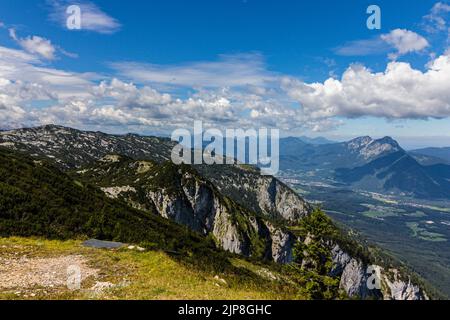 Untersberg is the northernmost massif of the Berchtesgaden Alps, a prominent spur straddling the border between Berchtesgaden, Germany and Salzburg, Stock Photo