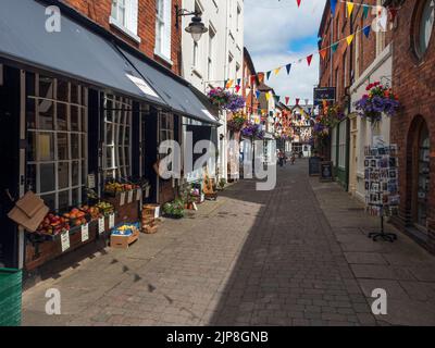 Independent shops along Church Street in Hereford Herefordshire England Stock Photo