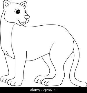 Puma Animal Coloring Page For Kids Stock Vector Image & Art - Alamy