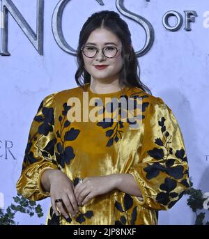Culver City, United States. 16th Aug, 2022. Series regular Megan Richards attends the premiere of Amazon Prime Video's 'Lord of the Rings: The Rings of Power' at the Culver Studios in Culver City, California on August 15. 2022. Storyline: Epic drama set thousands of years before the events of J.R.R. Tolkien's 'The Hobbit' and 'The Lord of the Rings' follows an ensemble cast of characters, both familiar and new, as they confront the long-feared re-emergence of evil to Middle-earth. Photo by Jim Ruymen/UPI Credit: UPI/Alamy Live News Stock Photo