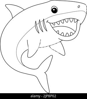 Megalodon Animal Isolated Coloring Page for Kids Stock Vector