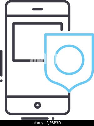 data protection line icon, outline symbol, vector illustration, concept ...
