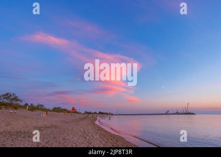 Sunset colors on the beach on the Baltic Sea Stock Photo