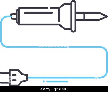 soldering iron line icon, outline symbol, vector illustration, concept sign Stock Vector