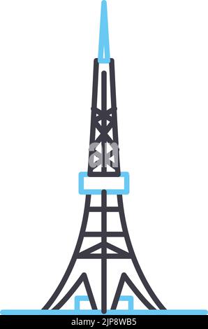 tokyo tower line icon, outline symbol, vector illustration, concept sign Stock Vector
