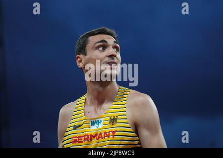 Munich, Germany. 15th Aug, 2022. Athletics: European Championship, men, 1500 meters, Christoph Kessler (Germany). Credit: Soeren Stache/dpa/Alamy Live News Stock Photo