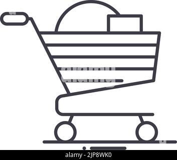 shopping mall cart line icon, outline symbol, vector illustration, concept sign Stock Vector