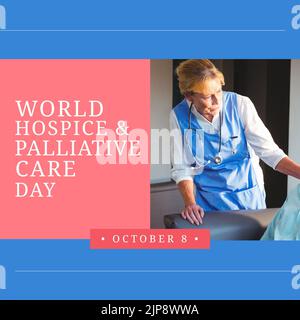 Composition of world hospice and palliative care day text over doctor ...