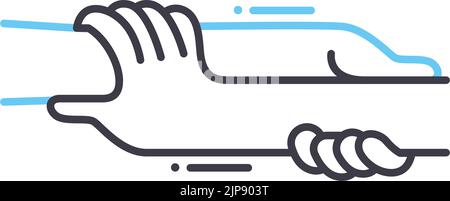helping hands line icon, outline symbol, vector illustration, concept sign Stock Vector