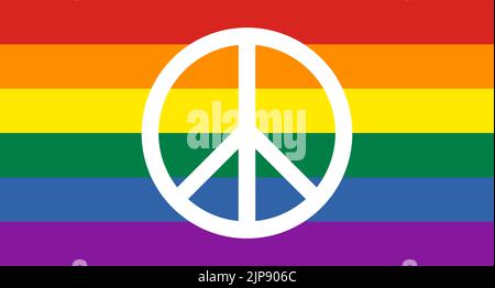 Pride flag background with peace symbol inside. Vector illustration Stock Vector