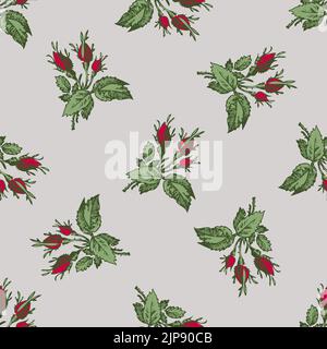 Bright blossom drawing botanical rose pattern, floral abstract wallpaper. Cute flowers seamless background. Vector illustration graphic design for fas Stock Vector
