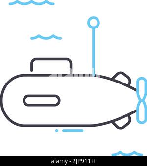 submarine line icon, outline symbol, vector illustration, concept sign Stock Vector