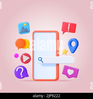 3D Social Media Concept Isolated. Stock Vector