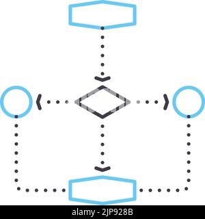 flowchart line icon, outline symbol, vector illustration, concept sign Stock Vector