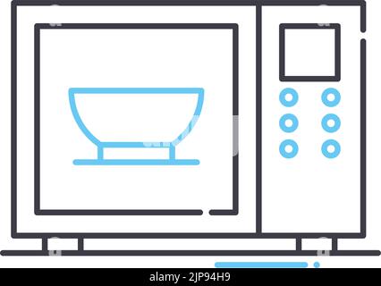 microwave oven line icon, outline symbol, vector illustration, concept sign Stock Vector