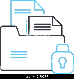 secure documents line icon, outline symbol, vector illustration, concept sign Stock Vector