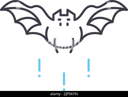 halloween bat line icon, outline symbol, vector illustration, concept sign Stock Vector