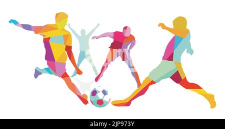 Soccer players on the field, illustration Stock Vector