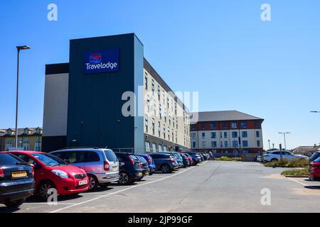 Rhyl, UK: Aug 11, 2022: The Travelodge hotel at Rhyl Stock Photo