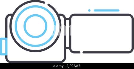 video camera line icon, outline symbol, vector illustration, concept sign Stock Vector