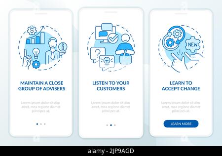 Ways to identify trends blue onboarding mobile app screen Stock Vector