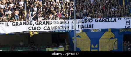 Supporters (Hellas Verona) ; August 15; 2022 - Football : Italian championship 2022 2023 ; 1Day ; match between Hellas Verona 2-5 Napoli at Marcantonio Bentegodi Stadium ; Verona, Italy; ;( photo by aicfoto)(ITALY) [0855] Stock Photo