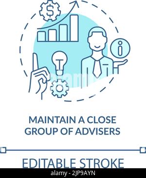 Maintain close group of advisers turquoise concept icon Stock Vector