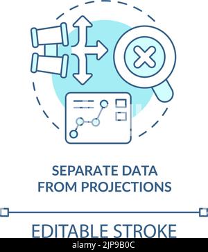 Separate data from projections turquoise concept icon Stock Vector