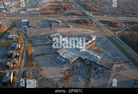 Les Galeries de la Capitale shopping mall in Quebec city is pictured in this aerial photo November 11, 2009. Most visited mall largest mall in the city, Les Galeries de la Capitale has 280 stores, 35 restaurants and the IMAX theater with the largest screen in Canada. Stock Photo