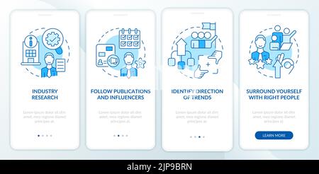 How to identify trends blue onboarding mobile app screen Stock Vector