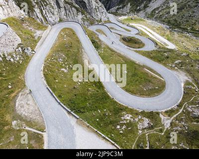Drone View At Tremola The Old Road To Gotthard Pass On Switzerland drone-view-at-tremola-the-old-road-to-gotthard-pass-on-switzerland