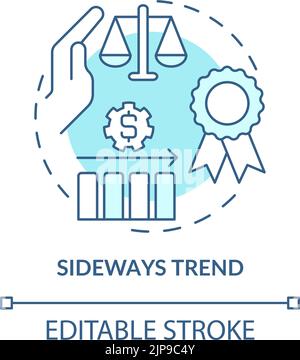Sideways trend turquoise concept icon Stock Vector