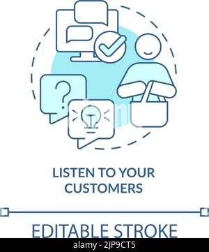 Listen to your customers turquoise concept icon Stock Vector
