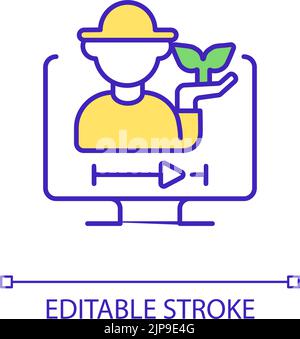 Agriculture lessons online RGB color icon Stock Vector