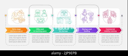 Ways to support startup business rectangle infographic template Stock Vector