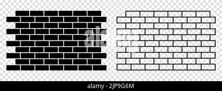 Bricks icons set. Trendy flat and line art style. Vector illustration isolated on transparent background Stock Vector