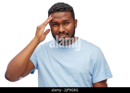 stressed young african american man with headache Stock Photo