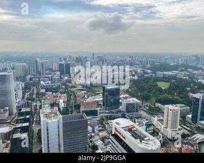 An aerial view of the Fort Canning Park and the Clarke Quay in Singapore Stock Photo