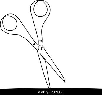 Continuous line drawing of scissors. Vector illustration Stock Vector