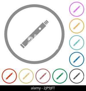 Electronic cigarette solid flat color icons in round outlines on white background Stock Vector