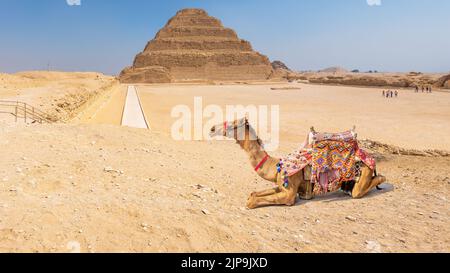 Saqqara, Egypt; August 15, 2022 - The Step Pyramid of Djoser, Saqqara, Egypt Stock Photo