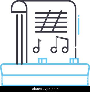 music notes line icon, outline symbol, vector illustration, concept sign Stock Vector