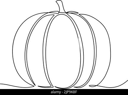 Continuous line drawing of pumpkin. Vector illustration Stock Vector