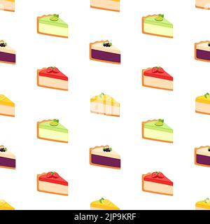 Seamless pattern with pieces of cheesecakes. Bright background with slices of pies, vector illustration Stock Vector